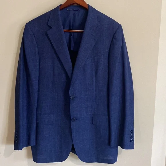 Canali Suit jacket blazer, navy blue - Wool, Silk, Linen